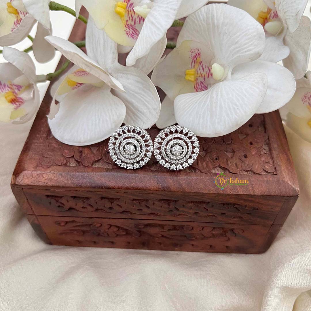 Vriksham Round CZ American Diamond Stud Earrings-G21627