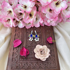 Vriksham Diya Shape Maharashtrian Style Press Bugadi-Multicolor-White Bead-J3130