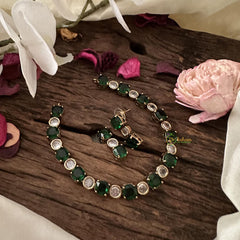 Simple Green White Victorian Diamond Neckpiece-VV1765