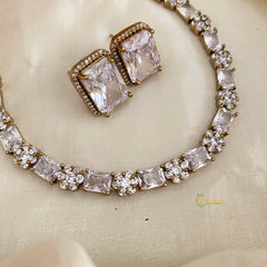 American Diamond Choker Short Neckpiece- White -G12135