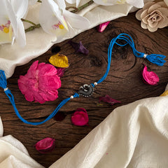 Rakshabandhan Silver Peacock Rakhi-Blue-G13046