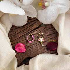 Vriksham Premium Style Septum Ring & Nath Bullak-Red White-G21609