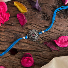Rakshabandhan Silver Pendant Rakhi-Blue-G13050