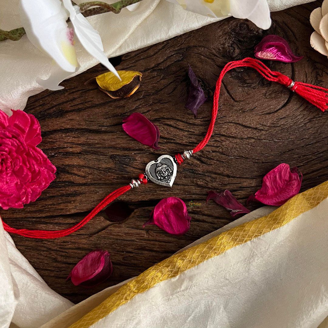 Rakshabandhan Silver Krishna Rakhi-Red-G13039