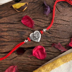 Rakshabandhan Silver Krishna Rakhi-Red-G13039
