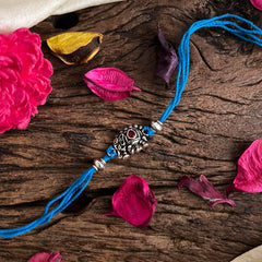 Rakshabandhan Silver Elephant Rakhi-Blue-G13048