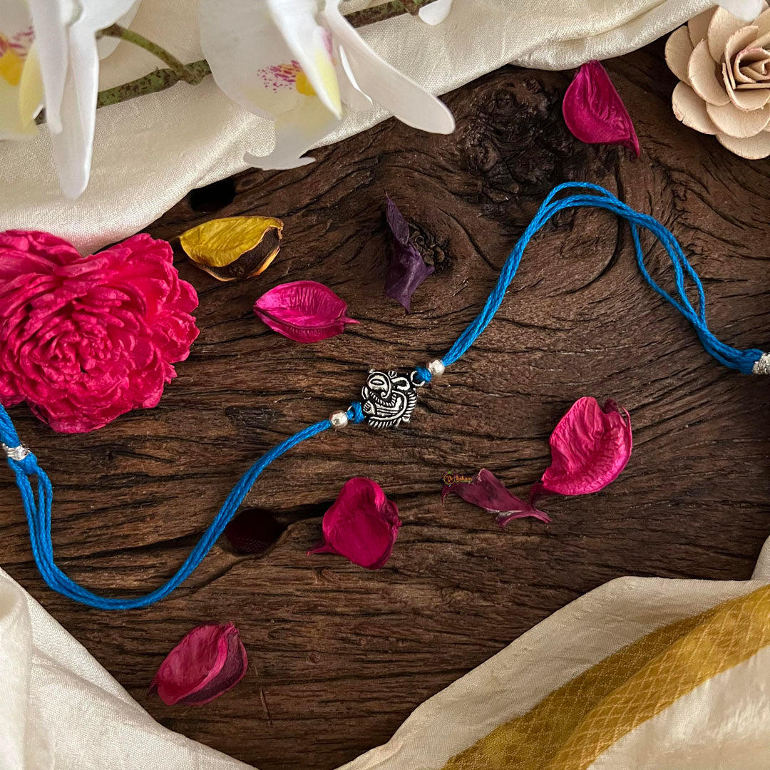 Rakshabandhan Silver Ganpati Rakhi-Blue-G13041