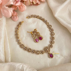 Elegant Short Choker Neckpiece-Red-G12165