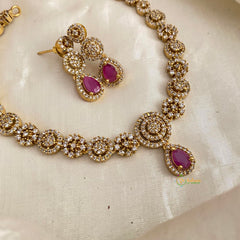 Elegant Short Choker Neckpiece-Red-G12165