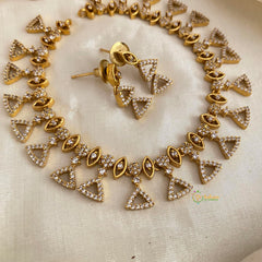 Premium White AD Stone Short Neckpiece-Triangle-G12149