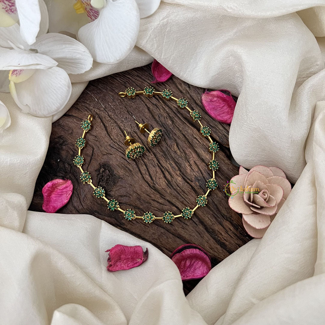 Vriksham Fancy AD Stone Designer Neckpiece-Green-G18490
