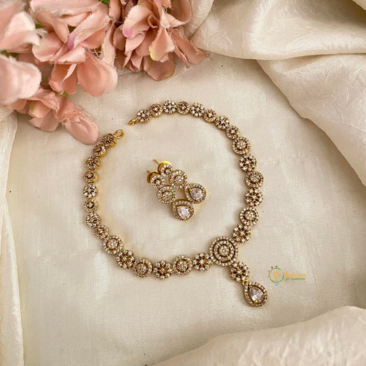 Elegant Floral Short Pendant Neckpiece-Drop-G12169