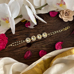 White Kundan Jadau Rakhi-Rakshabandhan-Pearl-G12962