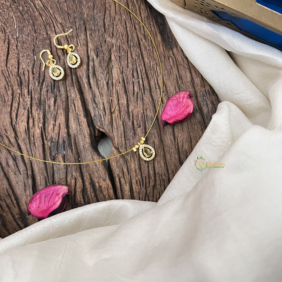 Vriksham Exquisite Tear Drop Invisible Chain-Lemon Yellow-G18371