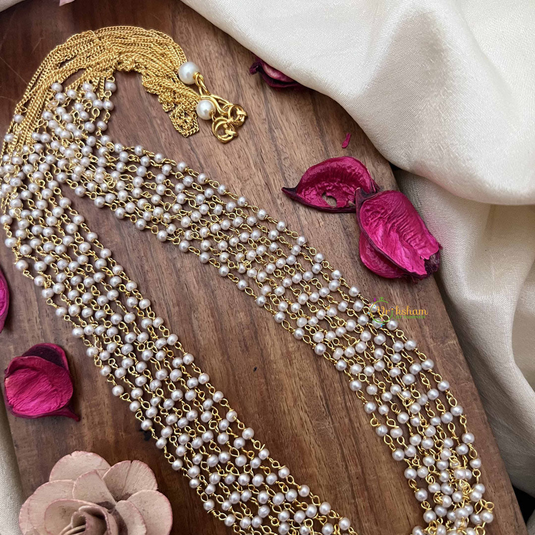 Vriksham Vintage Gold Chain 8 Layered Bridal Pearl Mala-G20098