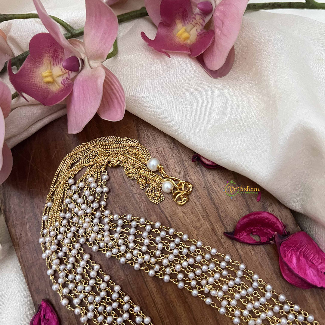 Vriksham Vintage Gold Chain 8 Layered Bridal Pearl Mala-G20098