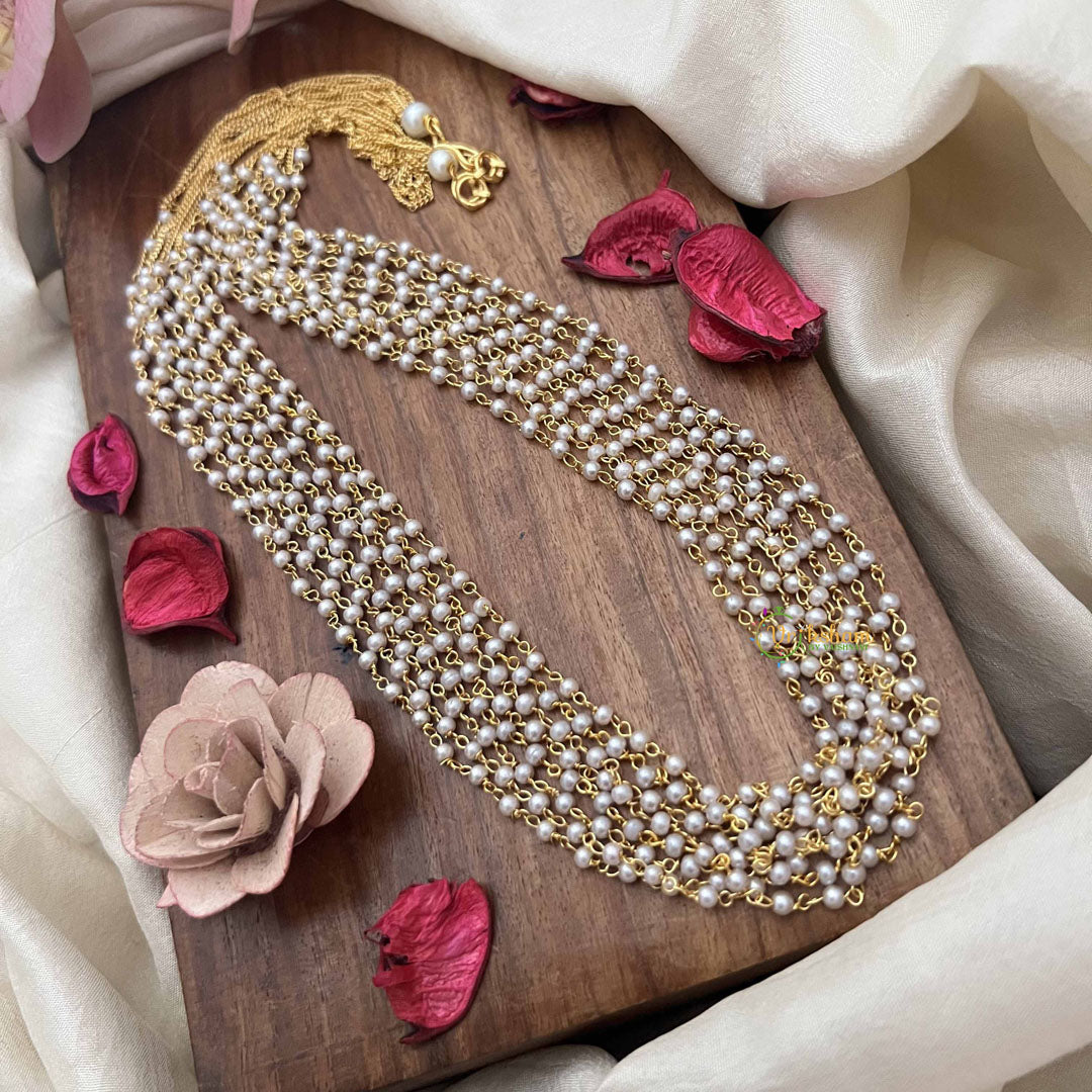 Vriksham Vintage Gold Chain 8 Layered Bridal Pearl Mala-G20098