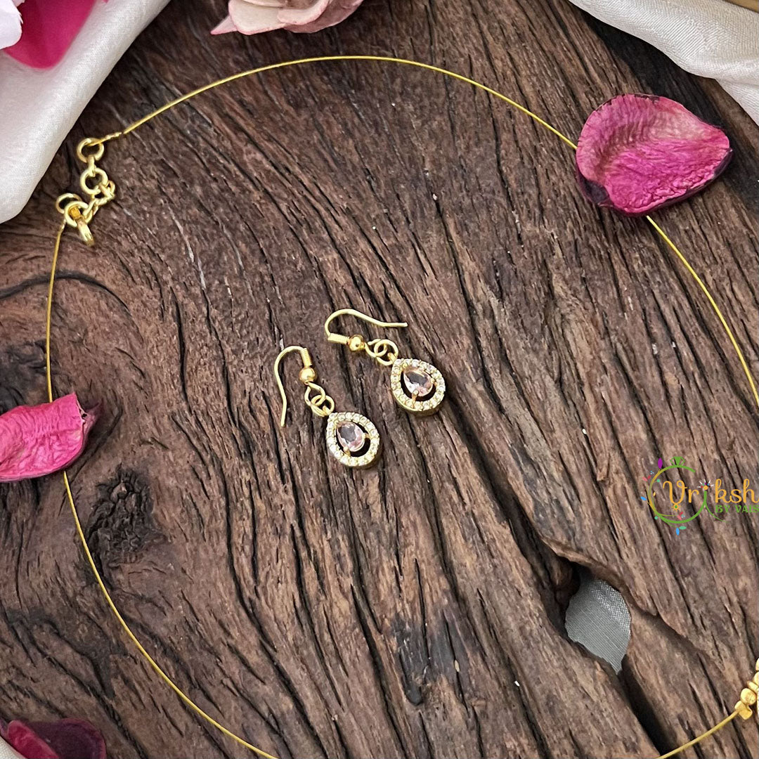 Vriksham Exquisite Tear Drop Invisible Chain-Pastel Pink-G18386