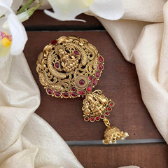 Gold Alike Lakshmi Bun Billai-Jhumka Jada Billai-Red-G13113