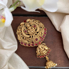 Gold Alike Lakshmi Bun Billai-Jhumka Jada Billai-Red-G13113