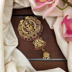 Gold Alike Lakshmi Bun Billai-Jhumka Jada Billai-Red Green-G13112