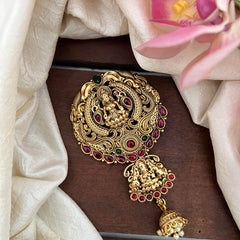 Gold Alike Lakshmi Bun Billai-Jhumka Jada Billai-Red Green-G13112