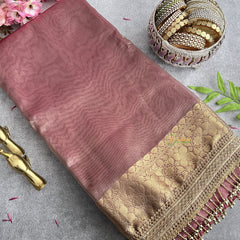 Vriksham Lavender Organza Saree-Lace & Tassel Work-Handloom-VS4244