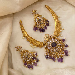 Premium AD Stone Hasli Neckpiece-Purple-G12146