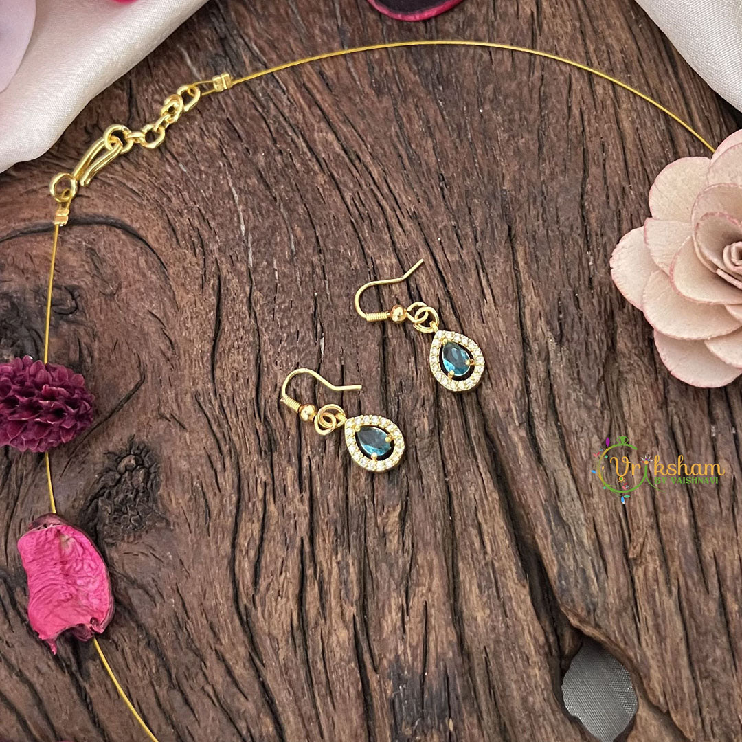 Vriksham Exquisite Tear Drop Invisible Chain-Sky Blue-G18377
