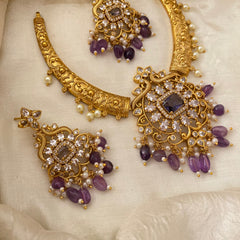 Premium AD Stone Hasli Neckpiece-Purple-G12146