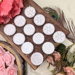 Vriksham Multi Color Stone Round Sparkle Bindi Case-12 Sets In Palstic Box-BB3557