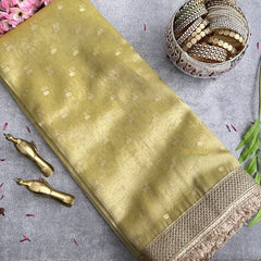 Vriksham Mehandi Green With Lace Organza Saree-Handloom-VS4249