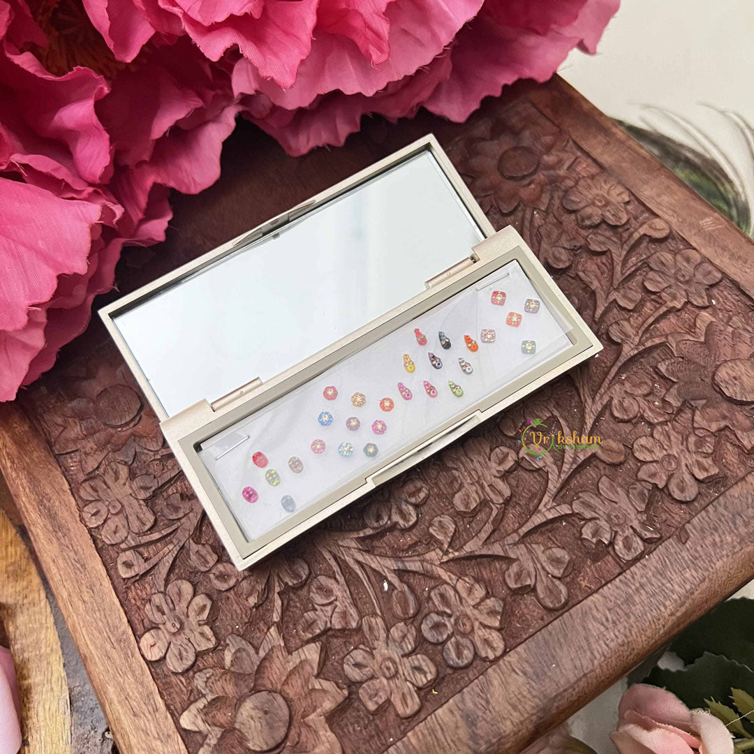 Vriksham Designer Ractangular Compact Bindi Mirror Kit-BB3574