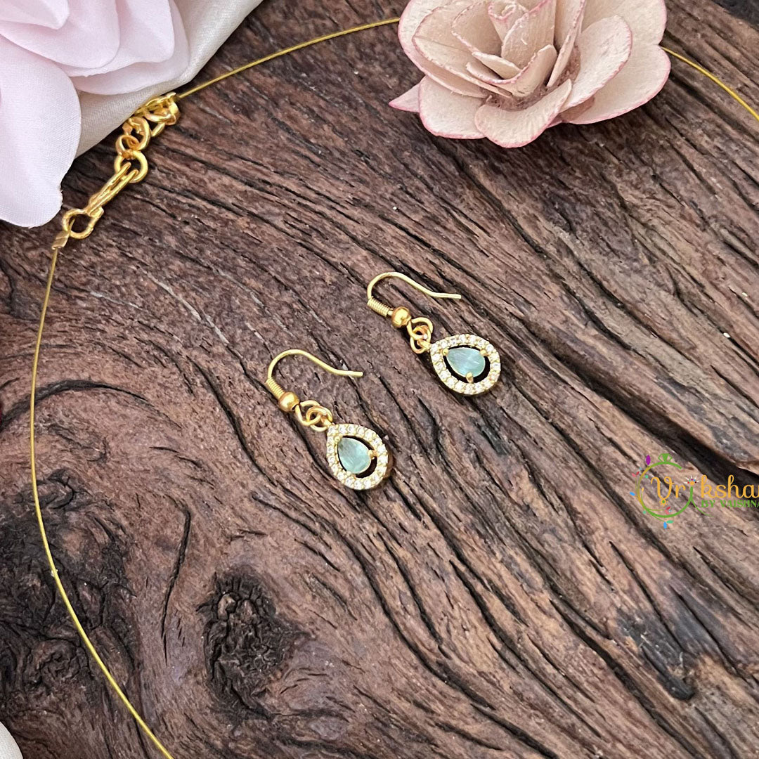 Vriksham Exquisite Tear Drop Invisible Chain-Pastel Green-G18389
