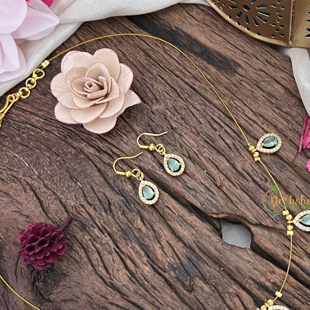 Vriksham Exquisite 5 Tear Drop Invisible Chain-Pastel Green-G18391