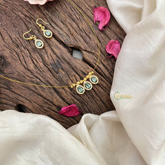Vriksham Exquisite 3 Tear Drop Invisible Chain-Pastel Green-G18390
