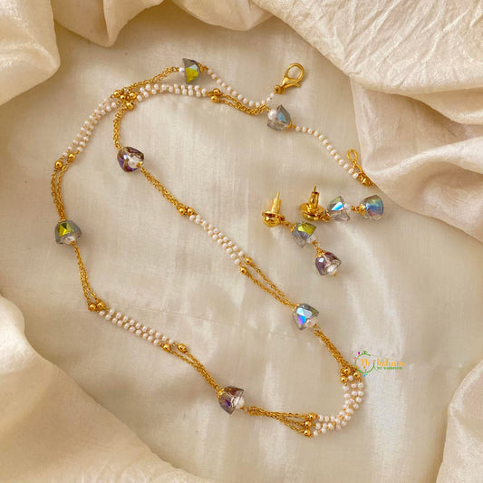 Fancy Pearl & Beaded Chain Neckpiece-G12129