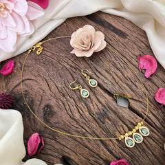 Vriksham Exquisite 3 Tear Drop Invisible Chain-Pastel Green-G18390