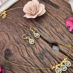 Vriksham Exquisite 3 Tear Drop Invisible Chain-Pastel Green-G18390
