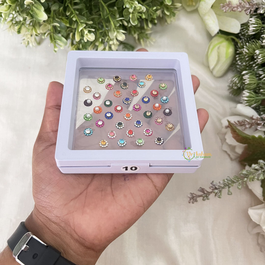 Vriksham Fancy Stone With Pearl Round Bridal Bindi Case Bindi Book-BB278