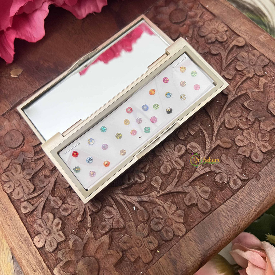 Vriksham Designer Ractangular Compact Bindi Mirror Kit-BB3569