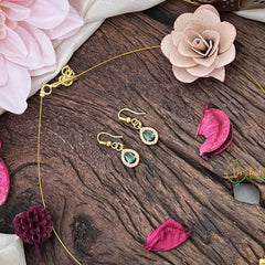 Vriksham Exquisite 3 Tear Drop Invisible Chain-Aqua Green-G18393