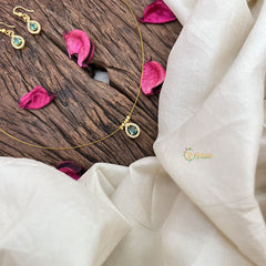 Vriksham Exquisite Tear Drop Invisible Chain-Aqua Green-G18392
