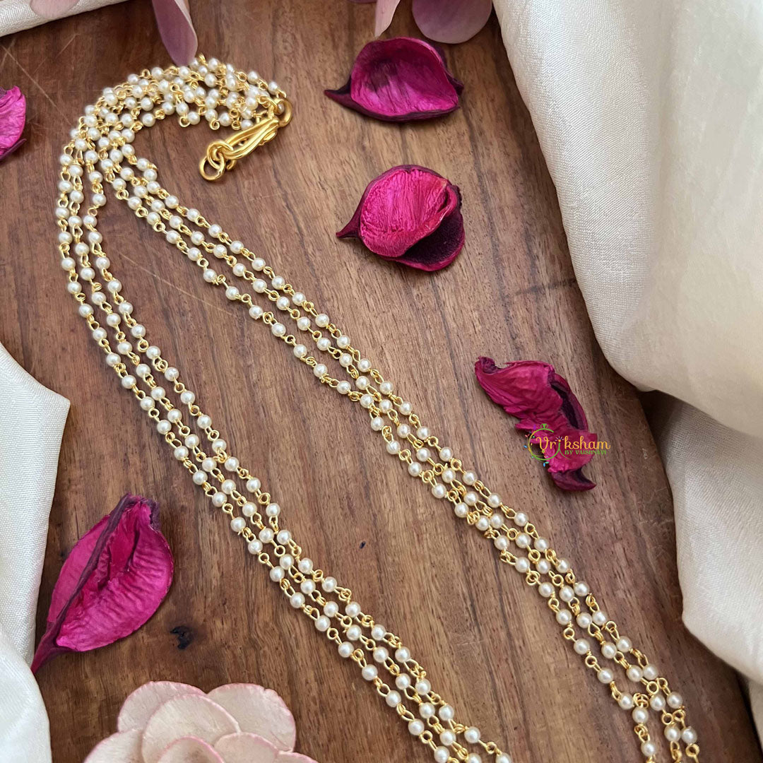 Vriksham Designer 3 layer Pearl 2.5 mm Beaded Mala-G20111