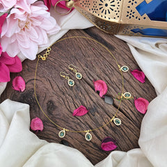 Vriksham Exquisite 5 Tear Drop Invisible Chain-Aqua Green-G18394