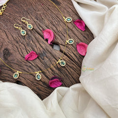 Vriksham Exquisite 5 Tear Drop Invisible Chain-Aqua Green-G18394