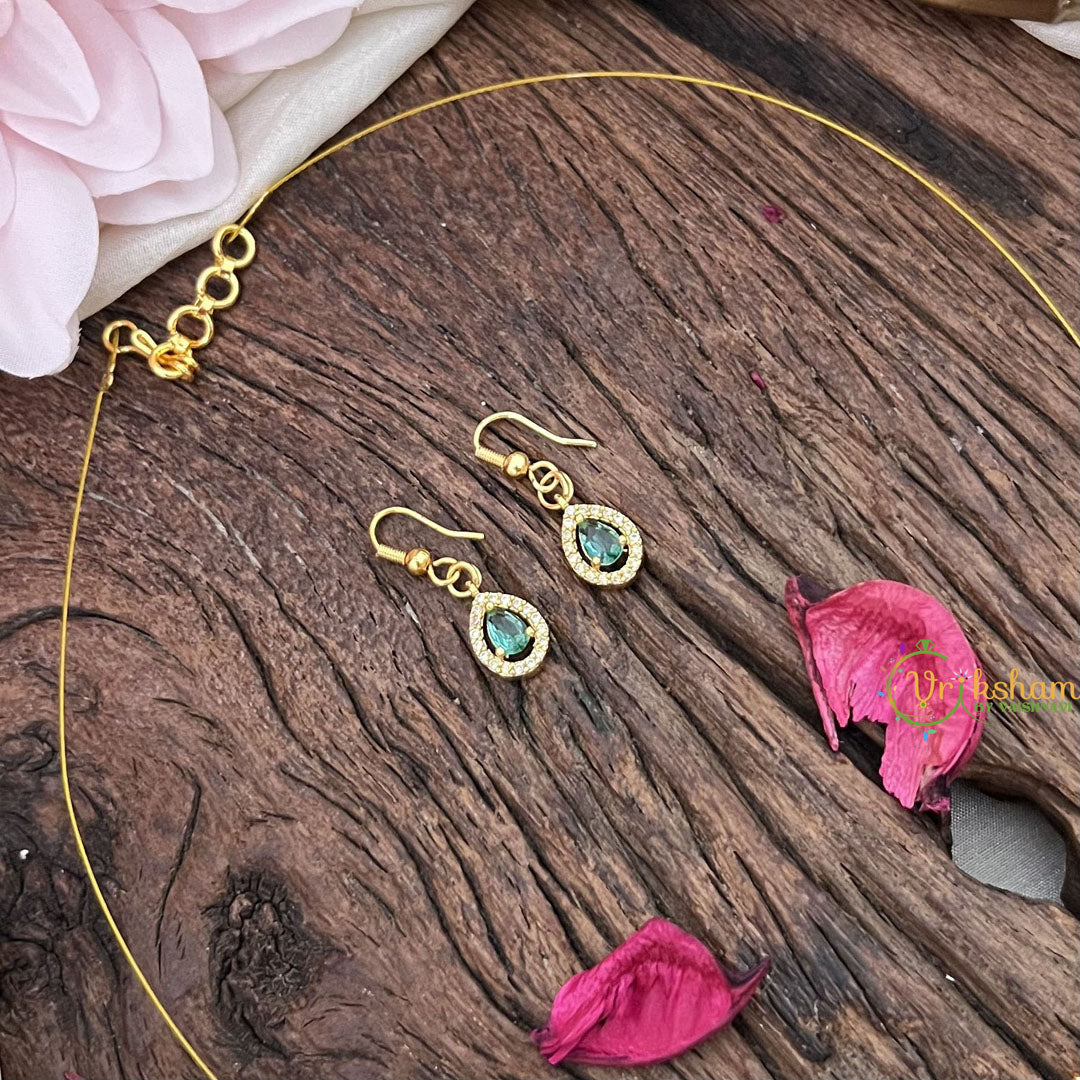 Vriksham Exquisite 5 Tear Drop Invisible Chain-Aqua Green-G18394