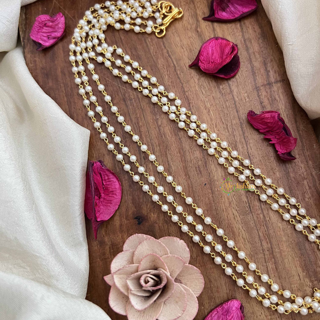 Vriksham Elegant 3 layer Pearl 3 mm Beaded Mala-G20110