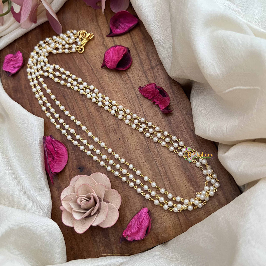 Vriksham Elegant 3 layer Pearl 3 mm Beaded Mala-G20110