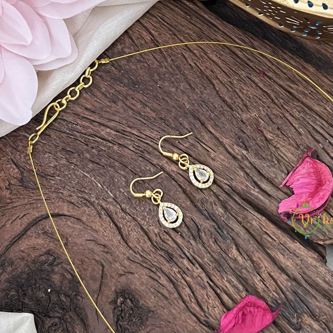 Vriksham Exquisite Tear Drop Invisible Chain-White-G18395
